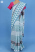 Mulmul Cotton Saree With Fall In Floral Block Print